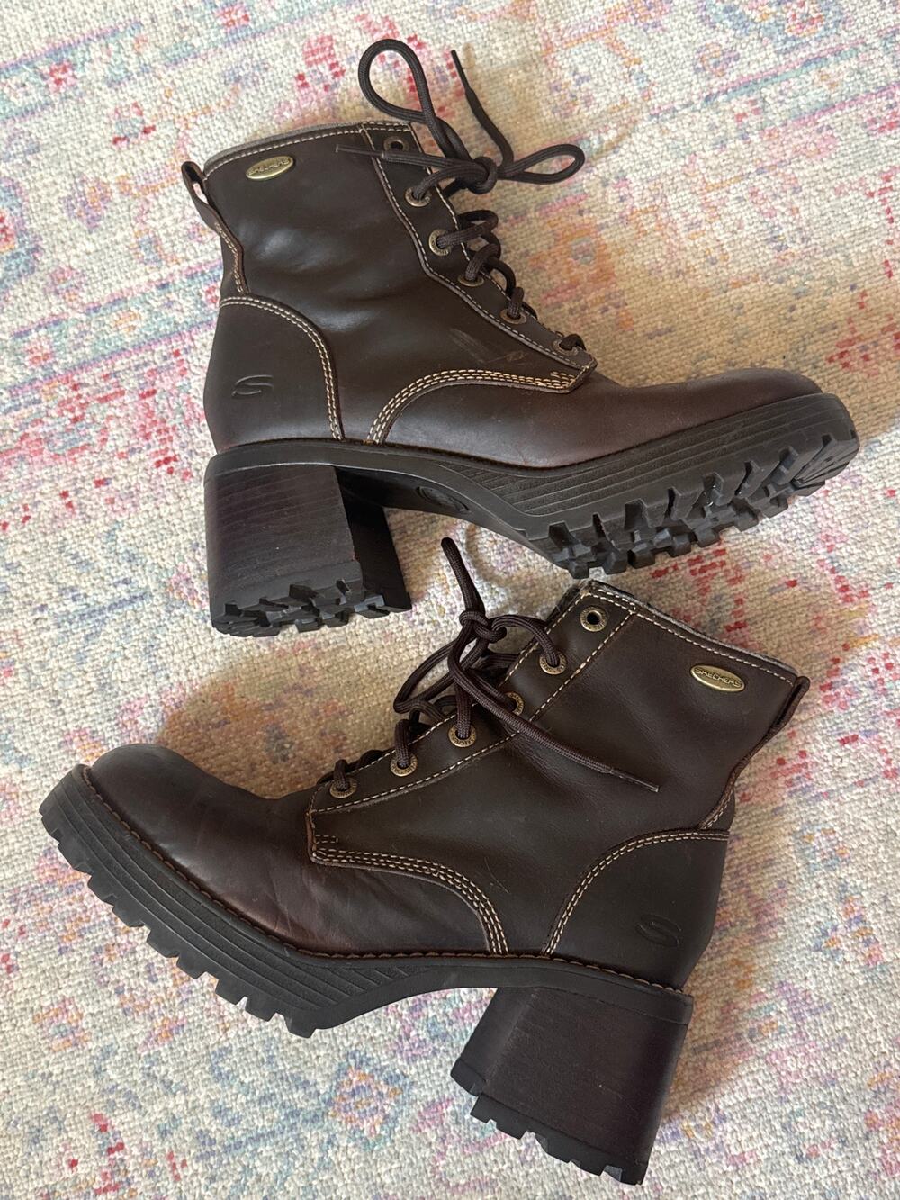 Vintage Y2K Chunky Platform Heeled Sketchers Brown 9